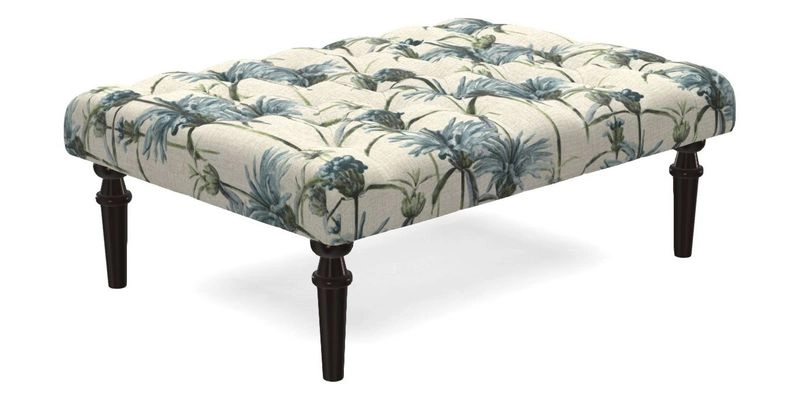 Pentlow Footstool in Mulberry Pompadour Floral Velvet Spice
