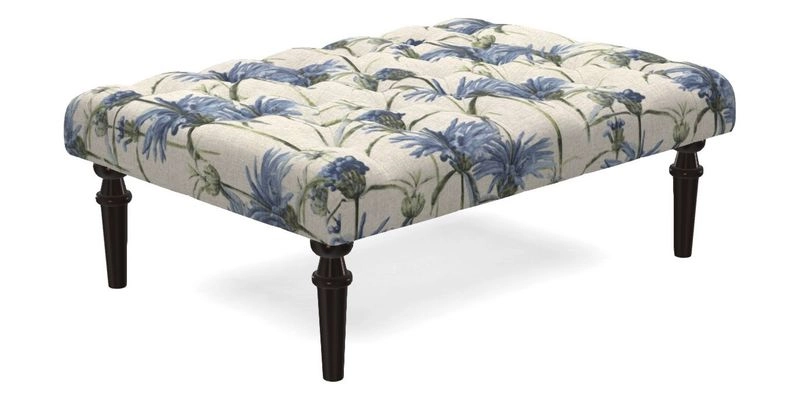 Pentlow Footstool in Mulberry Pompadour Floral Velvet Spice