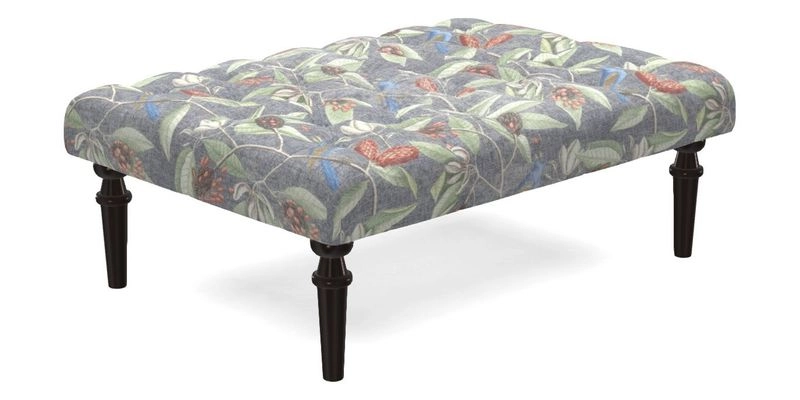 Pentlow Footstool in Mulberry Pompadour Floral Velvet Spice
