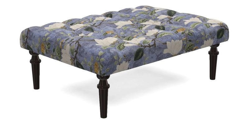 Pentlow Footstool in Mulberry Pompadour Floral Velvet Spice