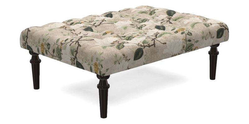 Pentlow Footstool in Mulberry Pompadour Floral Velvet Spice