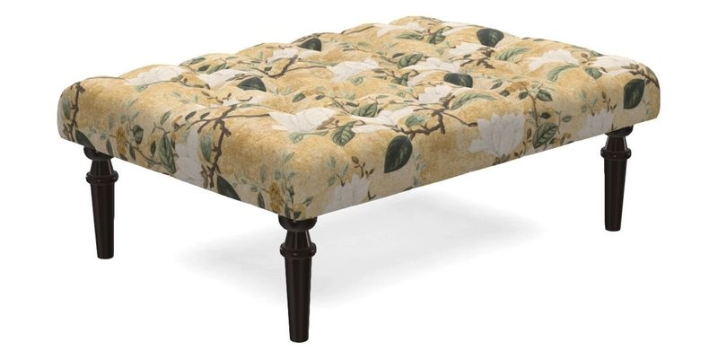 Pentlow Footstool in Mulberry Pompadour Floral Velvet Spice