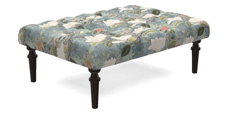 Pentlow Footstool in Mulberry Pompadour Floral Velvet Spice