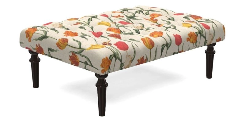 Pentlow Footstool in Mulberry Pompadour Floral Velvet Spice