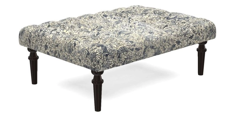 Pentlow Footstool in Mulberry Pompadour Floral Velvet Spice