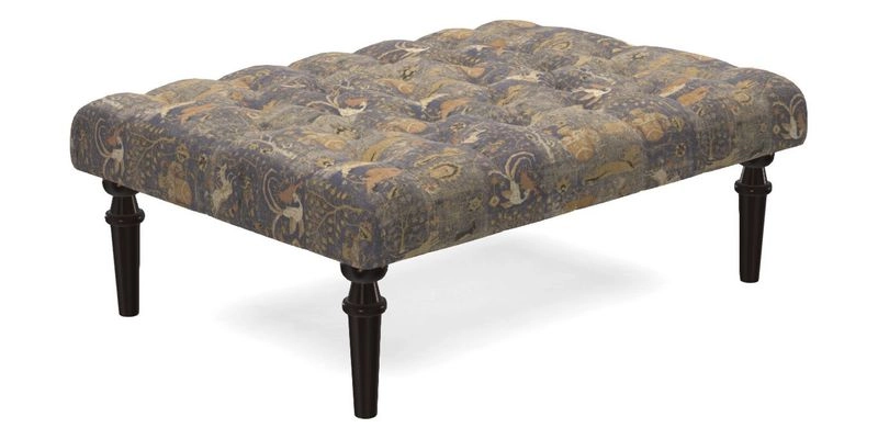 Pentlow Footstool in Mulberry Pompadour Floral Velvet Spice