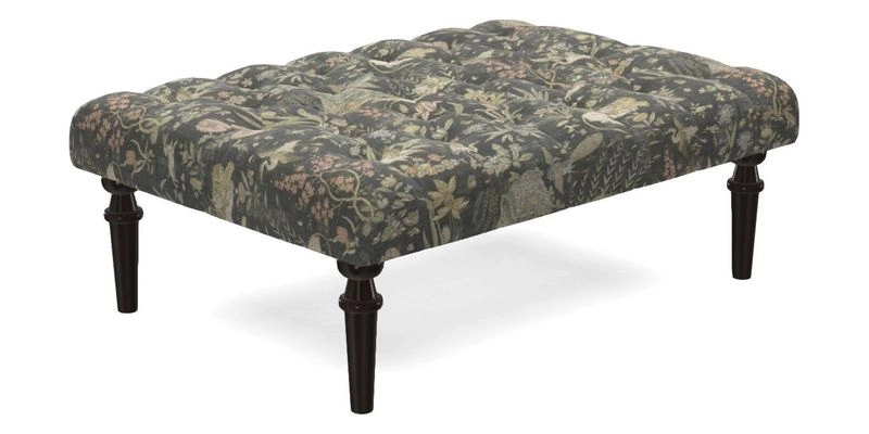 Pentlow Footstool in Mulberry Pompadour Floral Velvet Spice