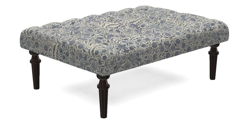 Pentlow Footstool in Mulberry Pompadour Floral Velvet Spice