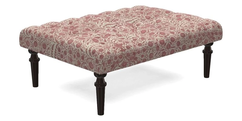 Pentlow Footstool in Mulberry Pompadour Floral Velvet Spice