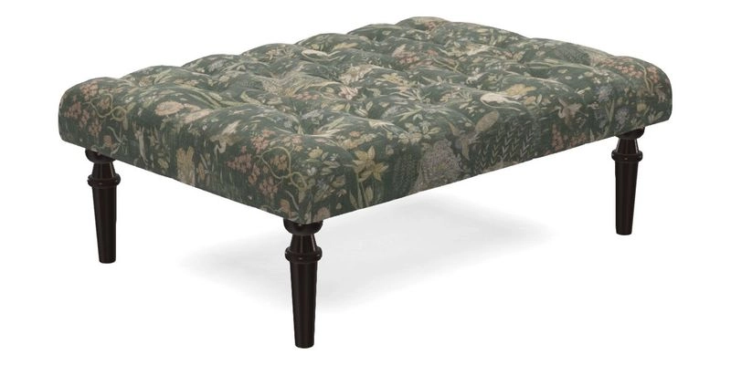 Pentlow Footstool in Mulberry Pompadour Floral Velvet Spice