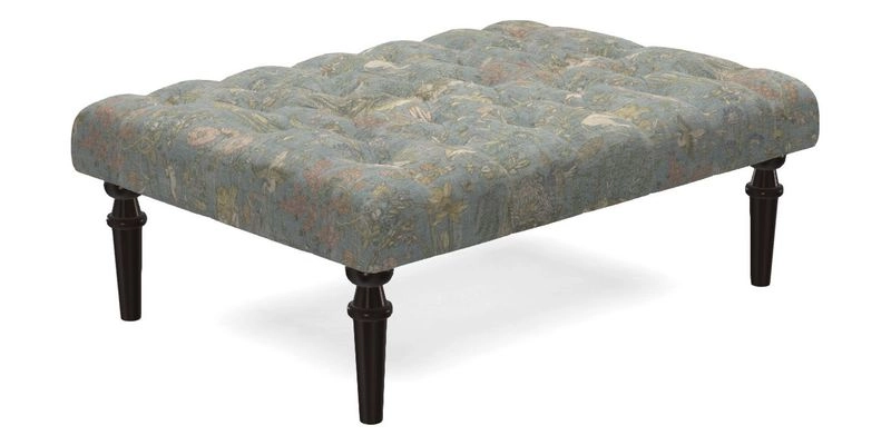 Pentlow Footstool in Mulberry Pompadour Floral Velvet Spice