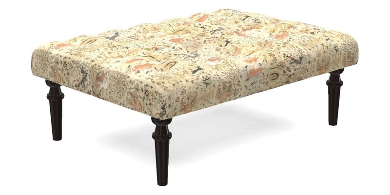 Pentlow Footstool in Mulberry Pompadour Floral Velvet Spice