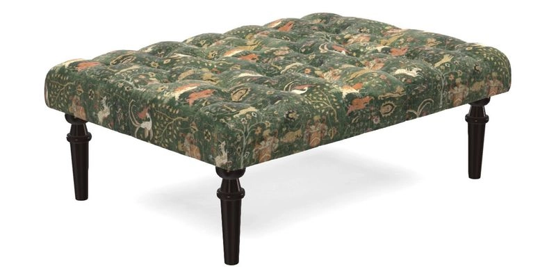Pentlow Footstool in Mulberry Pompadour Floral Velvet Spice