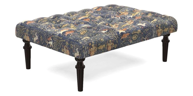Pentlow Footstool in Mulberry Pompadour Floral Velvet Spice