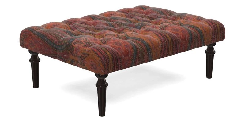 Pentlow Footstool in Mulberry Pompadour Floral Velvet Spice