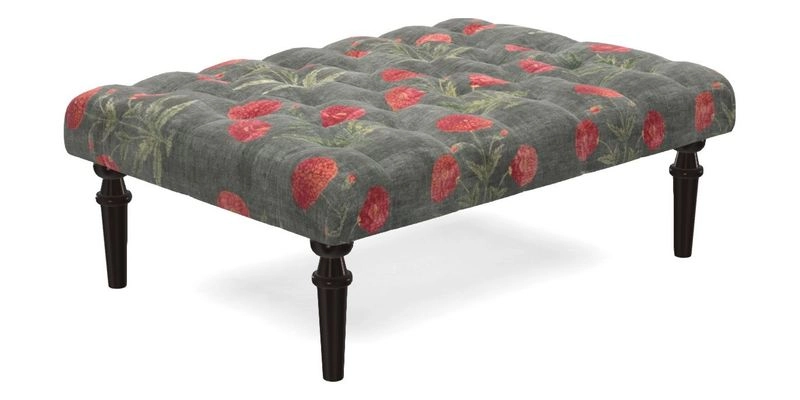 Pentlow Footstool in Mulberry Pompadour Floral Velvet Spice