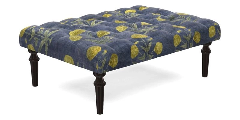 Pentlow Footstool in Mulberry Pompadour Floral Velvet Spice