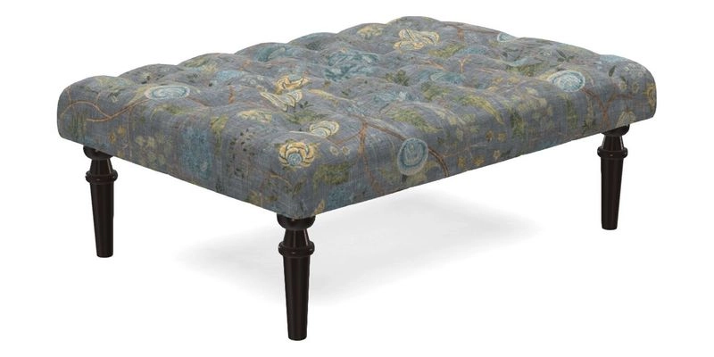 Pentlow Footstool in Mulberry Pompadour Floral Velvet Spice