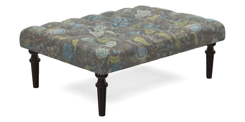 Pentlow Footstool in Mulberry Pompadour Floral Velvet Spice