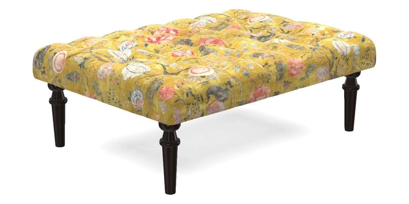 Pentlow Footstool in Mulberry Pompadour Floral Velvet Spice