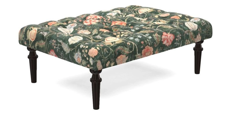 Pentlow Footstool in Mulberry Pompadour Floral Velvet Spice
