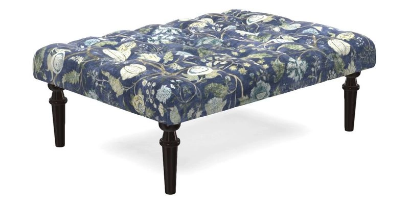 Pentlow Footstool in Mulberry Pompadour Floral Velvet Spice