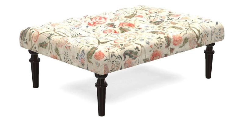 Pentlow Footstool in Mulberry Pompadour Floral Velvet Spice