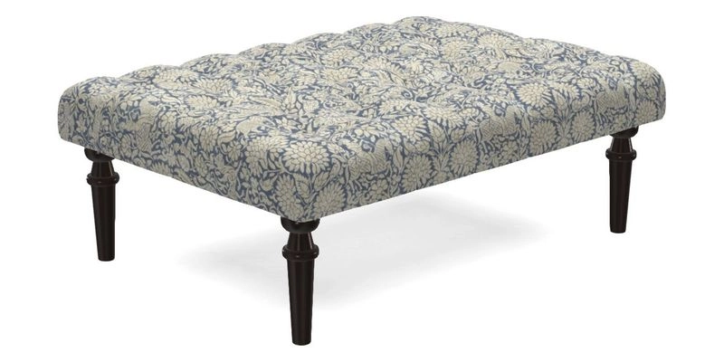 Pentlow Footstool in Mulberry Pompadour Floral Velvet Spice