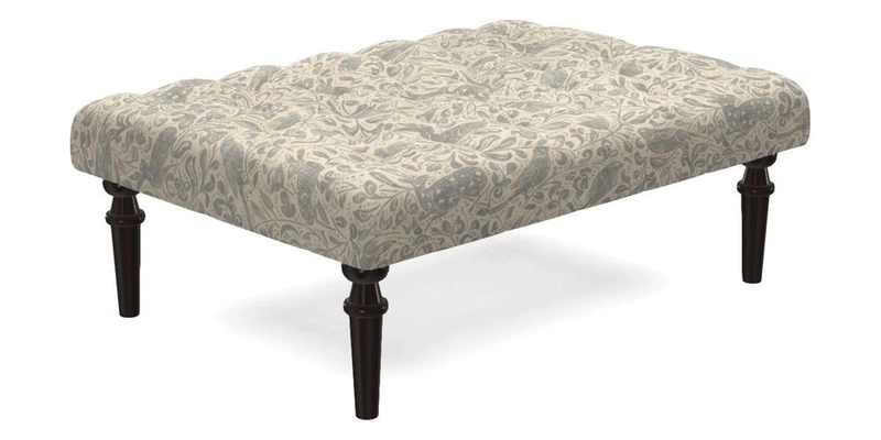 Pentlow Footstool in Mulberry Pompadour Floral Velvet Spice