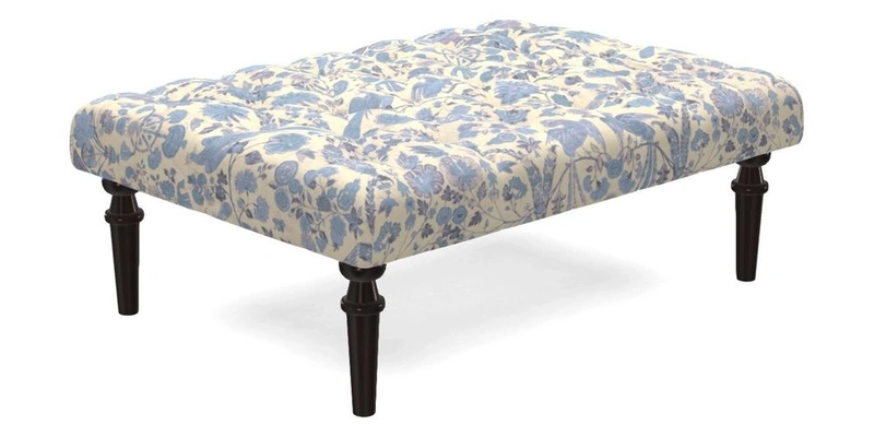 Pentlow Footstool in Mulberry Pompadour Floral Velvet Spice