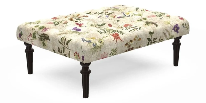 Pentlow Footstool in Mulberry Pompadour Floral Velvet Spice