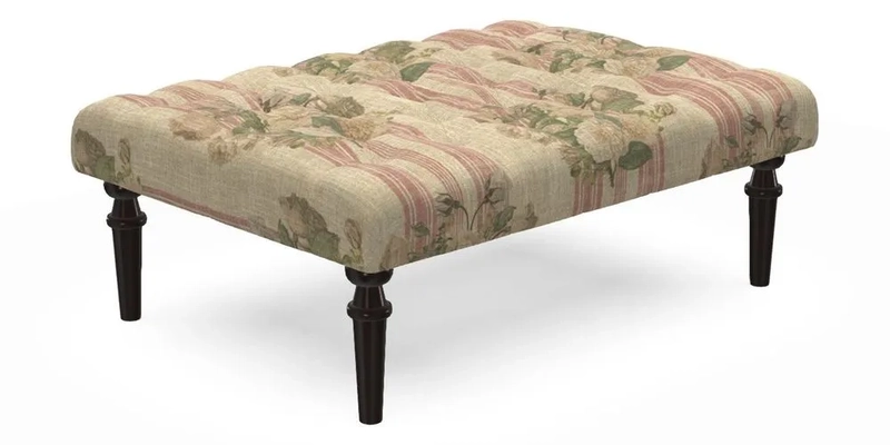 Pentlow Footstool in Mulberry Pompadour Floral Velvet Spice