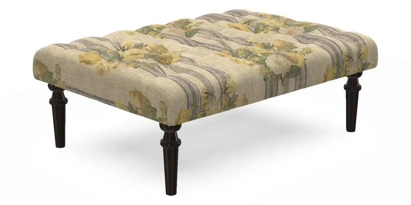 Pentlow Footstool in Mulberry Pompadour Floral Velvet Spice