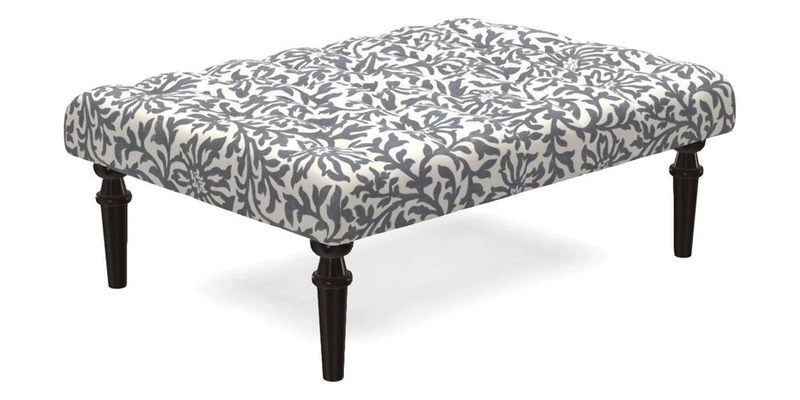 Pentlow Footstool in Mulberry Pompadour Floral Velvet Spice