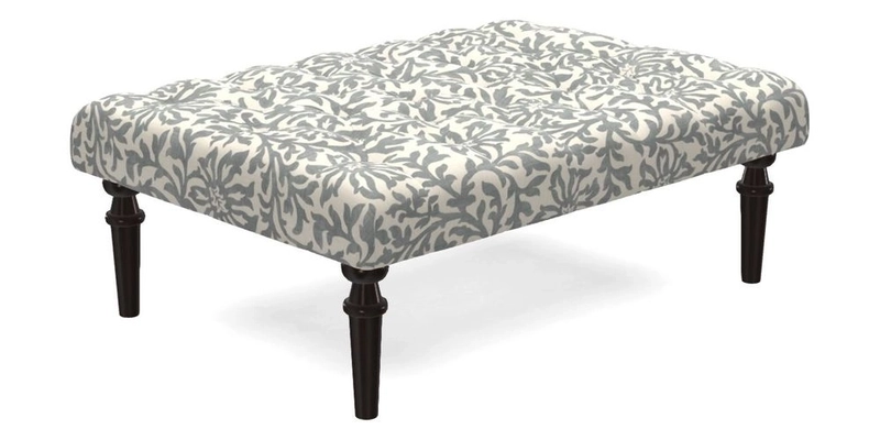 Pentlow Footstool in Mulberry Pompadour Floral Velvet Spice