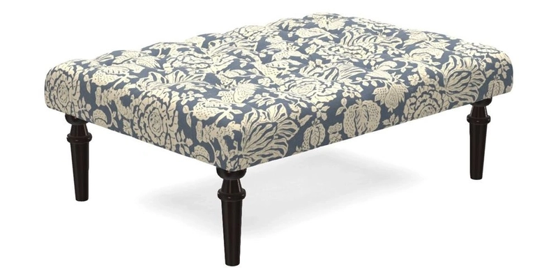 Pentlow Footstool in Mulberry Pompadour Floral Velvet Spice