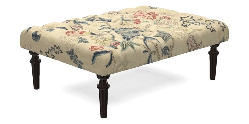 Pentlow Footstool in Mulberry Pompadour Floral Velvet Spice