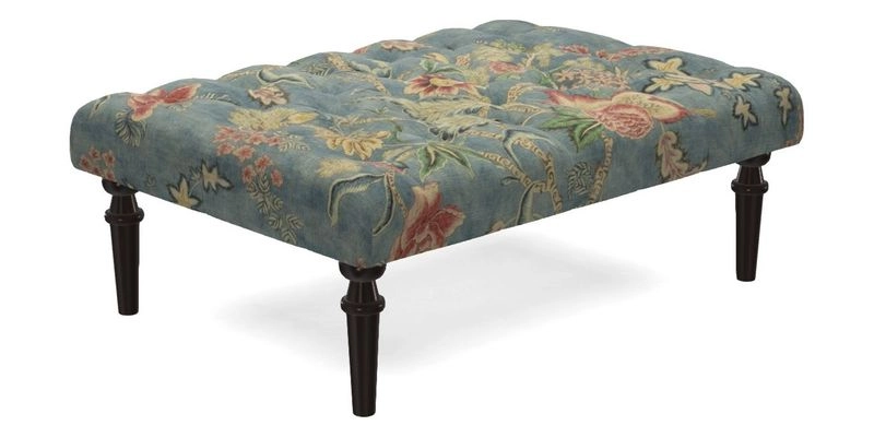 Pentlow Footstool in Mulberry Pompadour Floral Velvet Spice