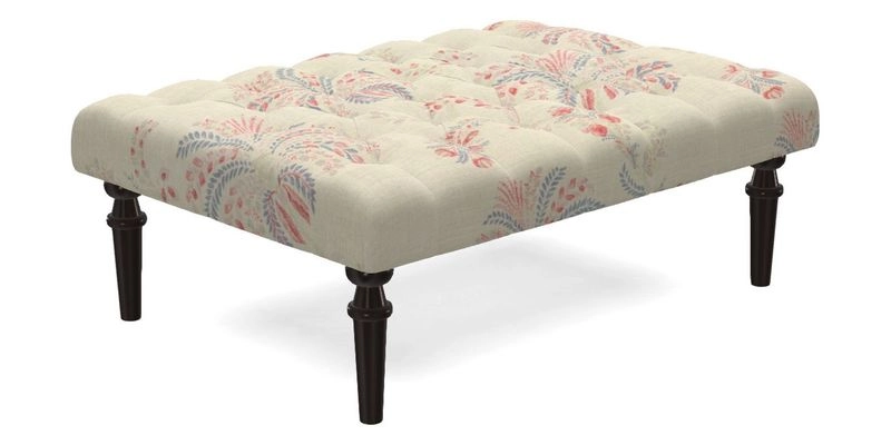 Pentlow Footstool in Mulberry Pompadour Floral Velvet Spice