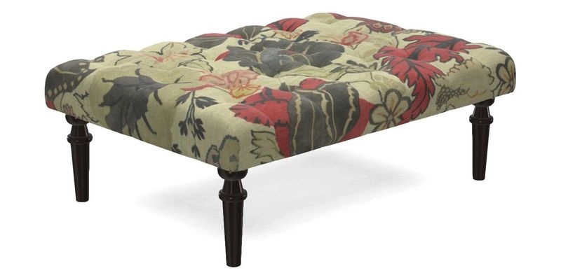 Pentlow Footstool in Mulberry Pompadour Floral Velvet Spice