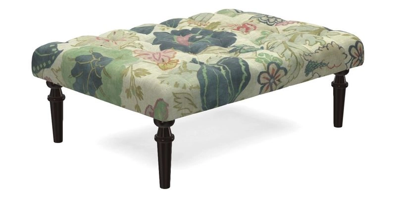 Pentlow Footstool in Mulberry Pompadour Floral Velvet Spice
