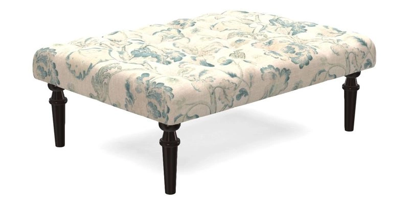 Pentlow Footstool in Mulberry Pompadour Floral Velvet Spice