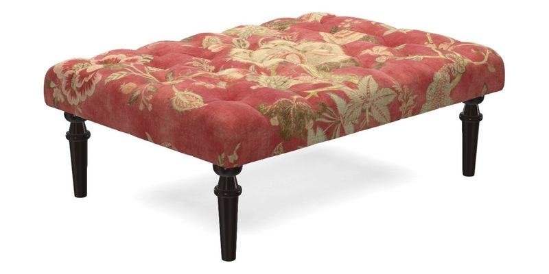 Pentlow Footstool in Mulberry Pompadour Floral Velvet Spice