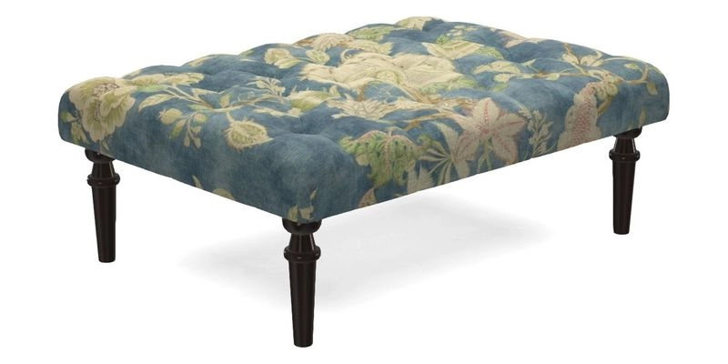 Pentlow Footstool in Mulberry Pompadour Floral Velvet Spice