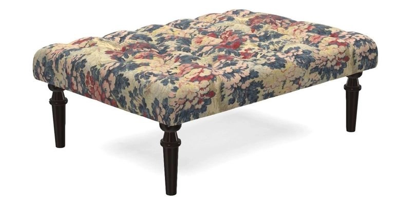 Pentlow Footstool in Mulberry Pompadour Floral Velvet Spice
