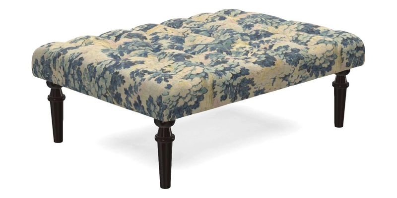 Pentlow Footstool in Mulberry Pompadour Floral Velvet Spice