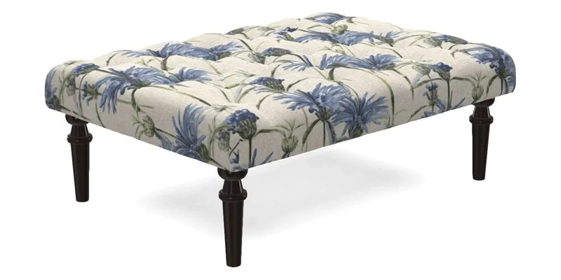 Pentlow Footstool in Mulberry Pompadour Floral Velvet Spice
