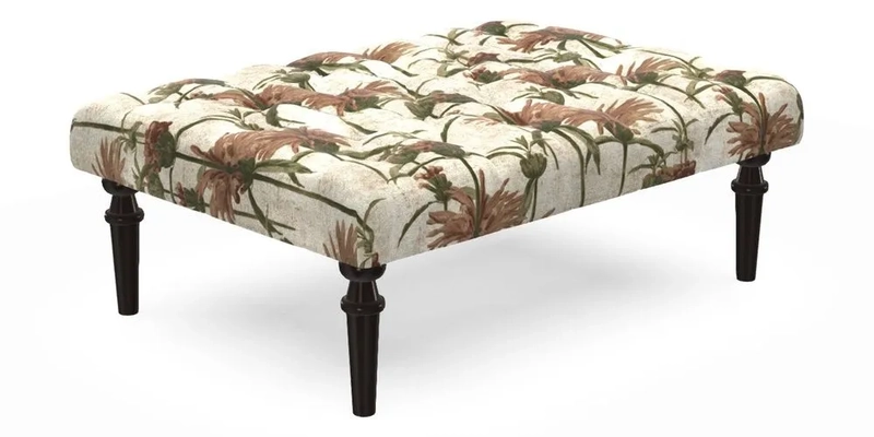 Pentlow Footstool in Mulberry Pompadour Floral Velvet Spice Pentlow Footstool in Mulberry Pompadour Floral Velvet Spice
