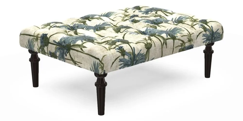 Pentlow Footstool in Mulberry Pompadour Floral Velvet Spice