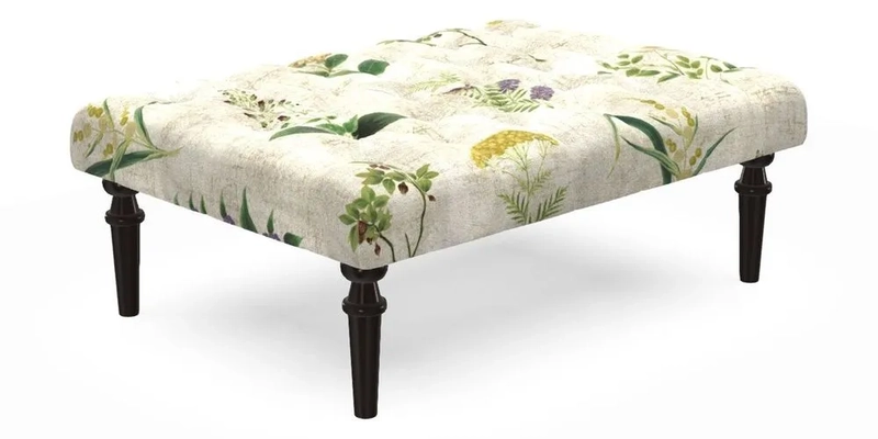 Pentlow Footstool in Mulberry Pompadour Floral Velvet Spice